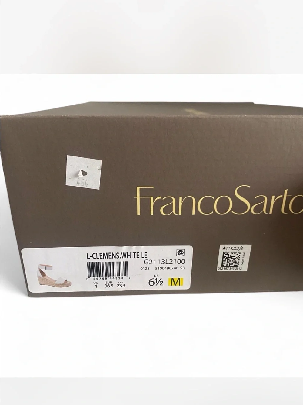 FRANCO SARTO CLEMENS WHITE LEATHER ESPADRILLE WEDGE SANDALS SIZE 6.5